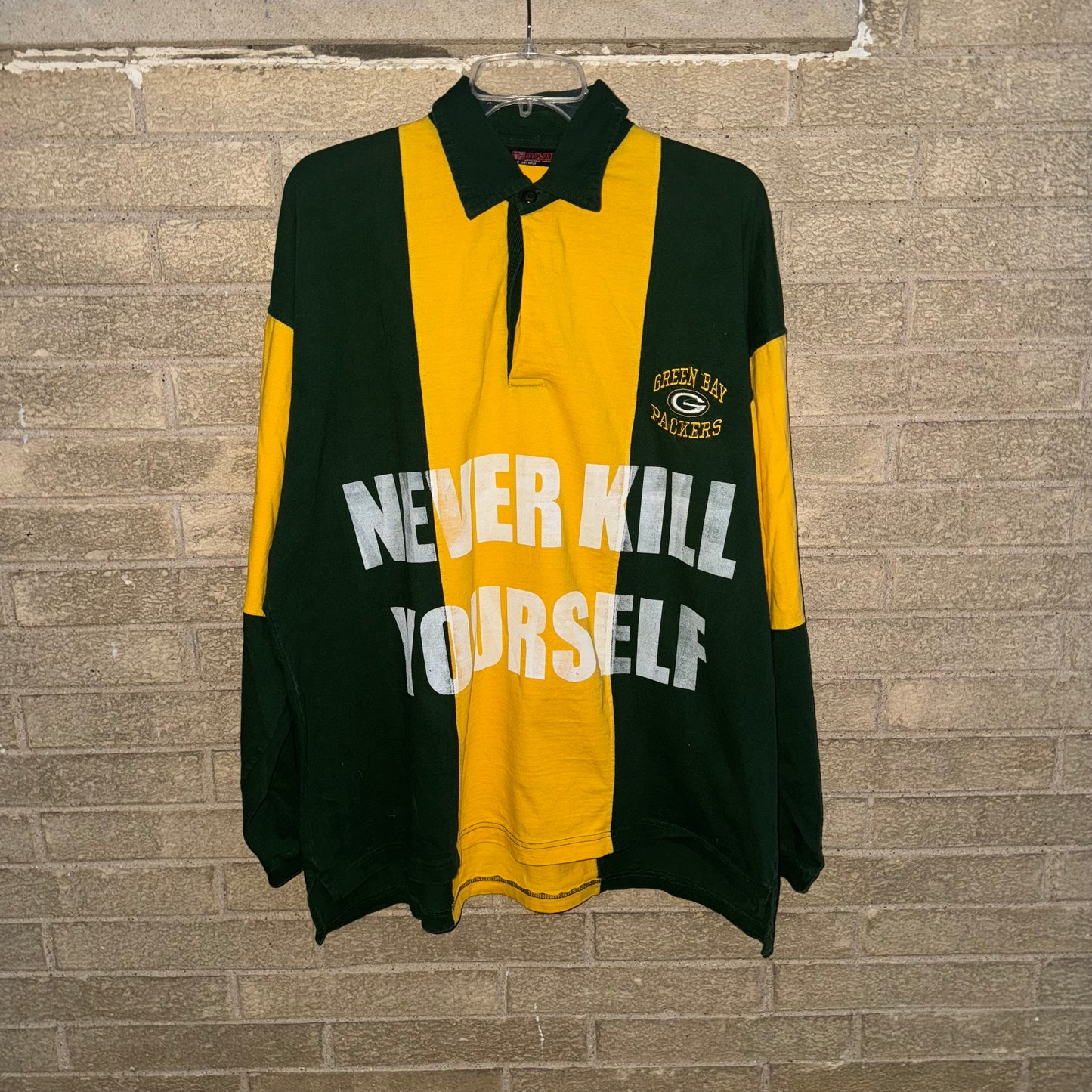NEVER KILL YOURSELF 1/1 Long Sleeve Polo T-Shirt (Fits XXL)