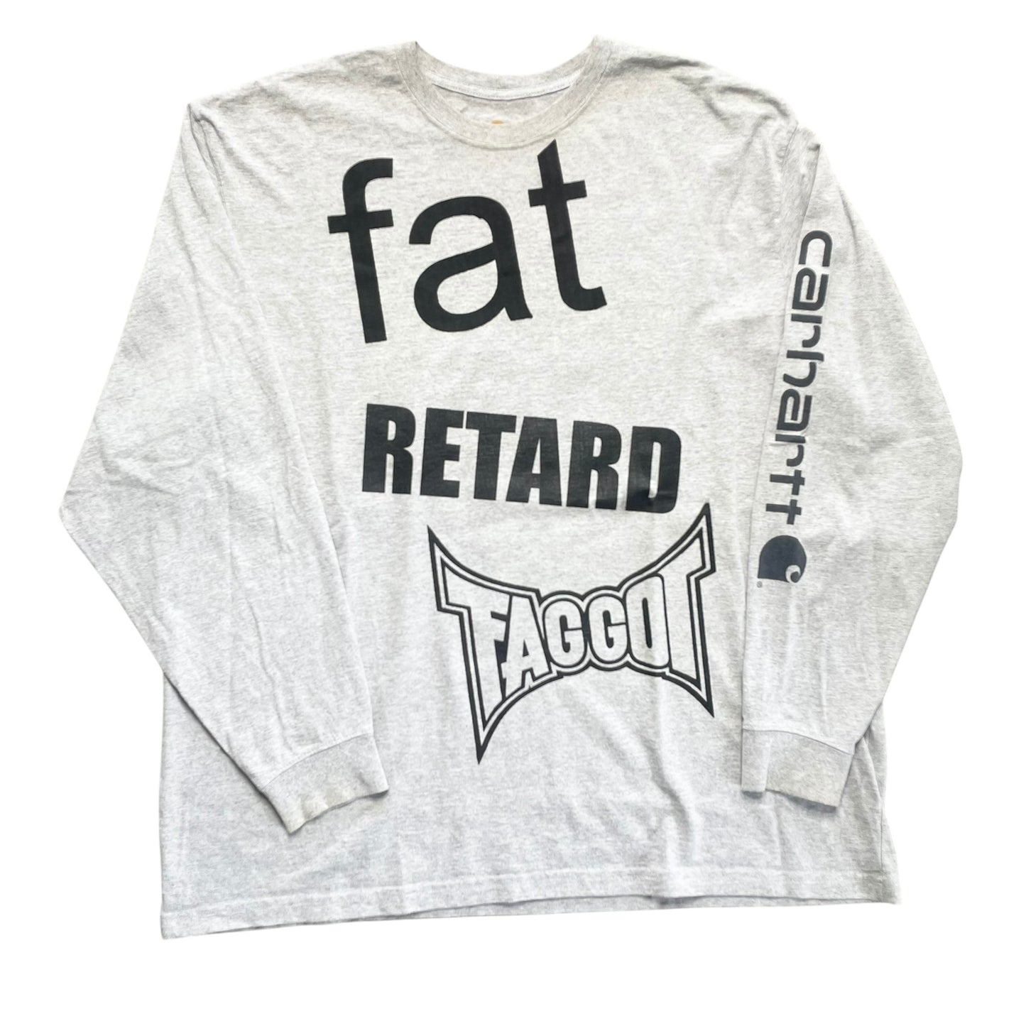 Fat Retard Faggot And I Have A Gun 1/1 Long Sleeve T-Shirt (XXL) HARDCORE THOUGHTS X JUNA COLLAB