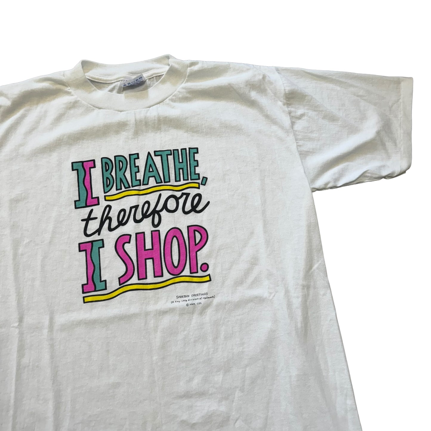 I Breathe Therefore I Shop T-Shirt 90s (Large)