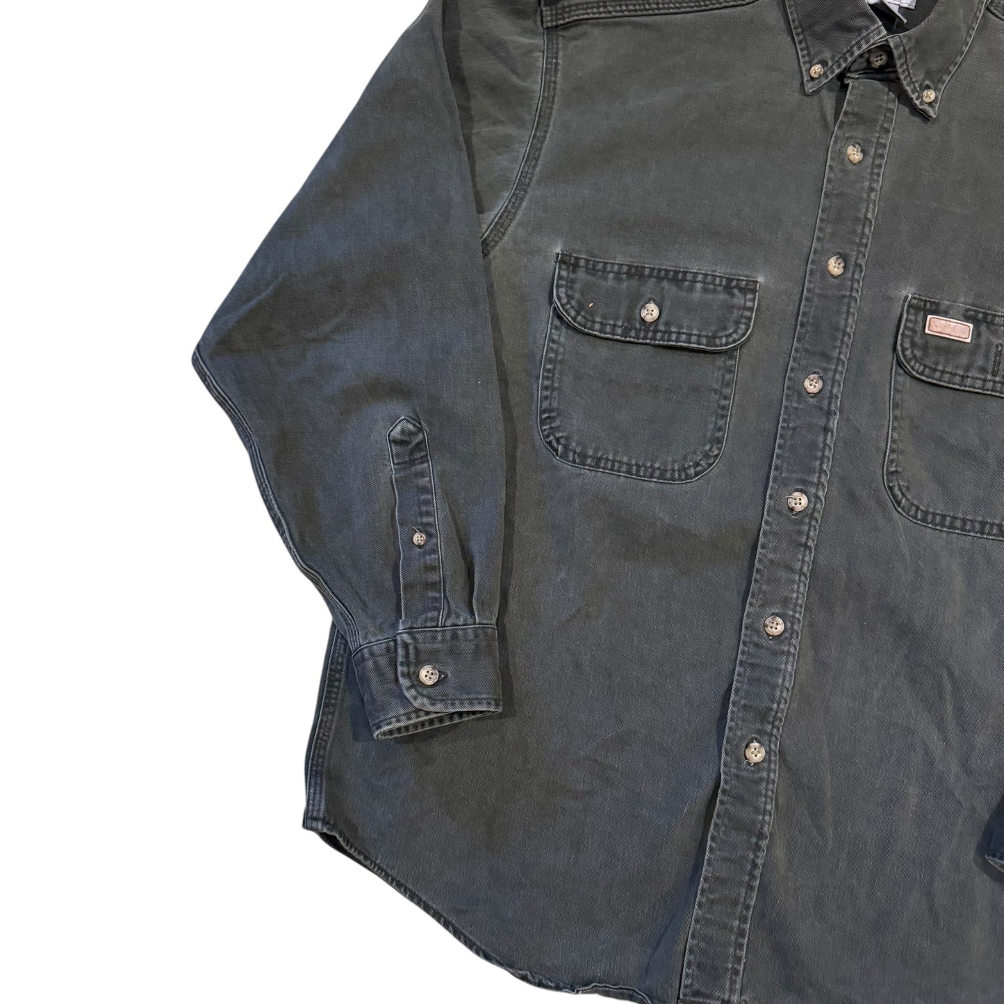 Carhartt Muted Green Button Up Work Shirt (Medium)