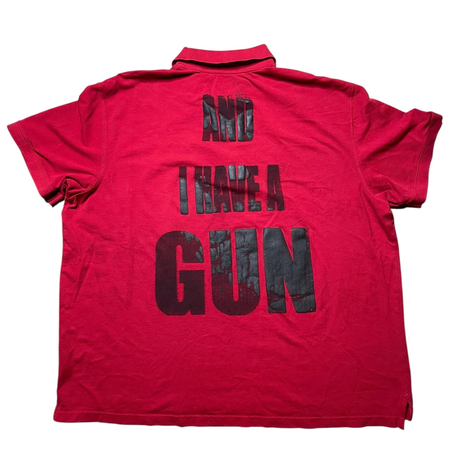 Fat Retard Faggot And I Have A Gun 1/1 Polo T-Shirt (XXXXL) HARDCORE THOUGHTS X JUNA COLLAB