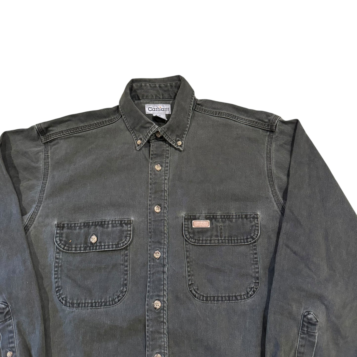 Carhartt Muted Green Button Up Work Shirt (Medium)
