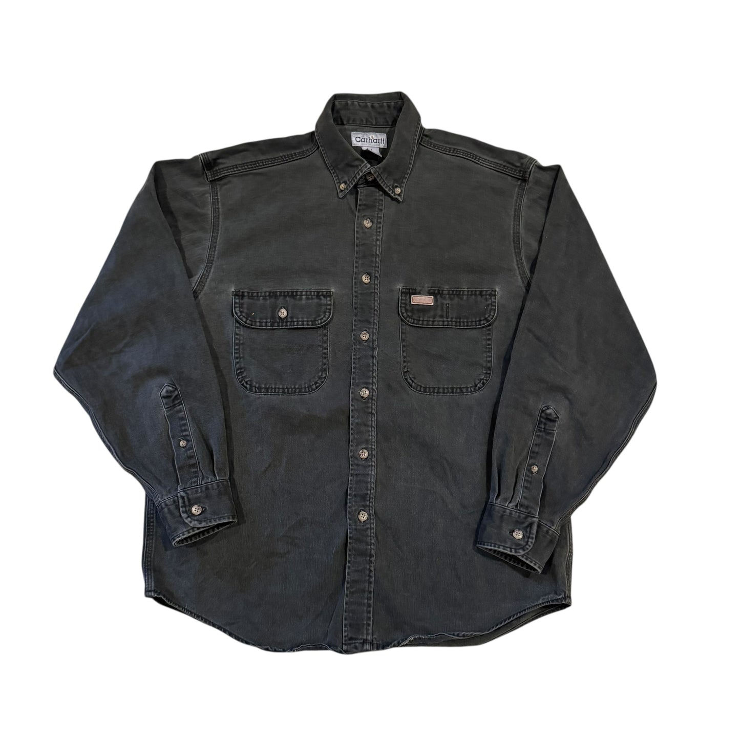 Carhartt Muted Green Button Up Work Shirt (Medium)