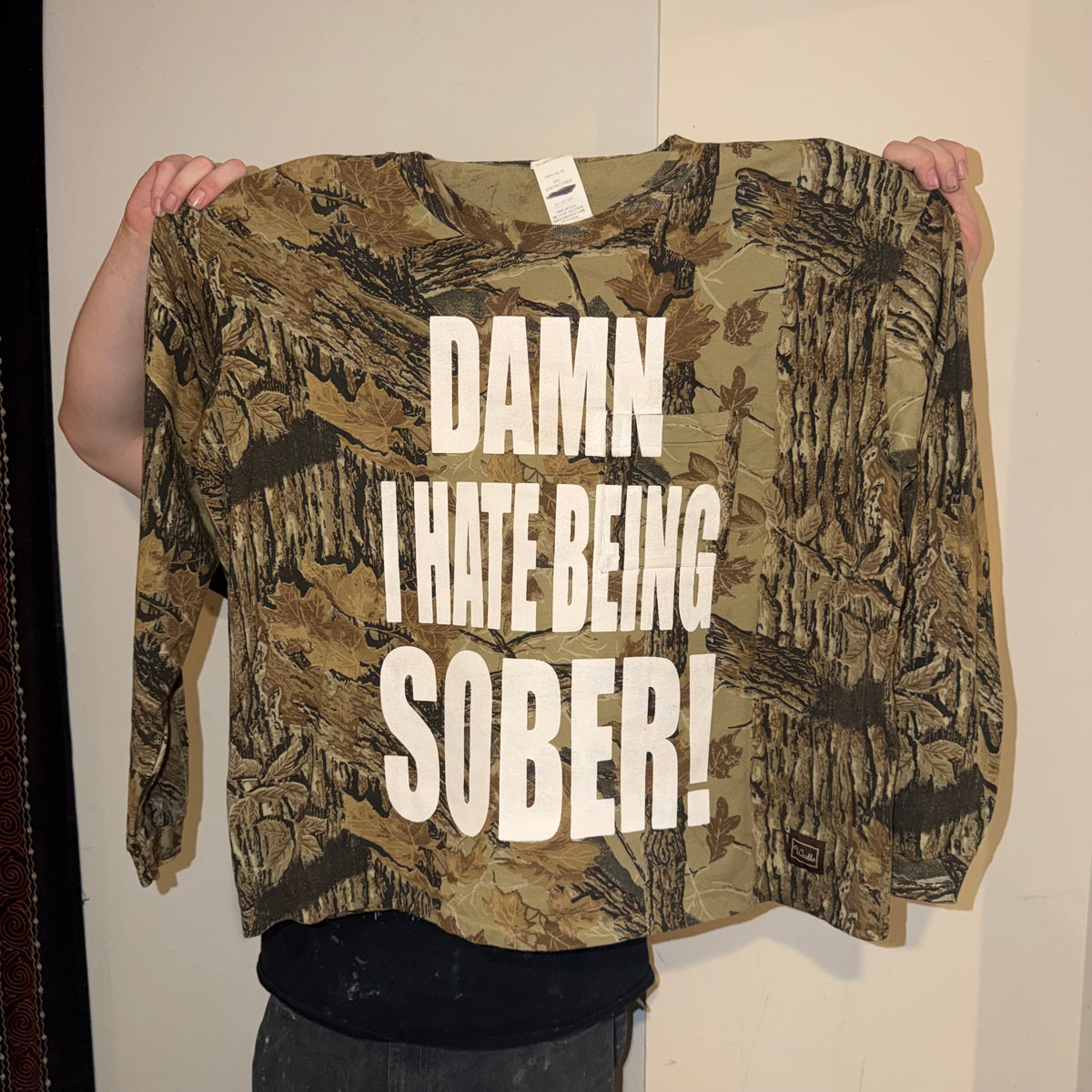 Damn I Hate Being Sober 1/1 Camo Long Sleeve T-Shirt (XXL)