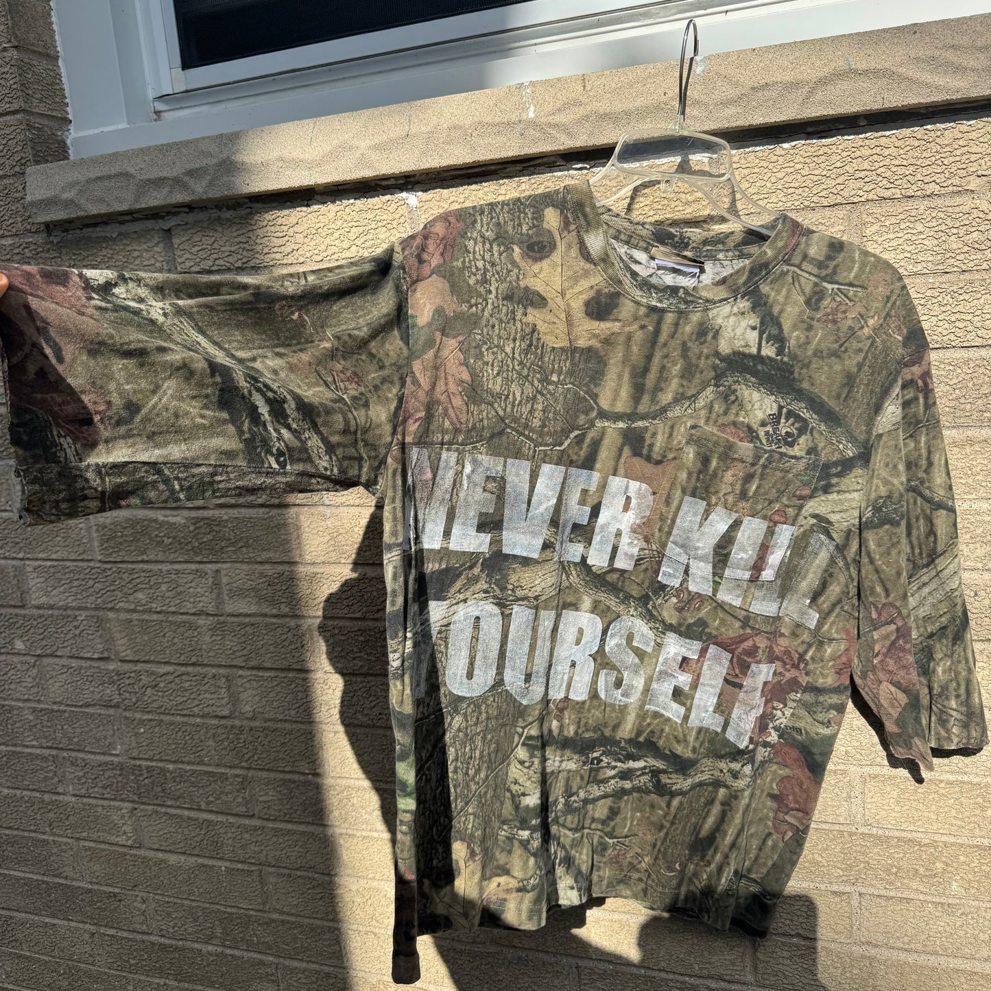 NEVER KILL YOURSELF 1/1 Camo Long Sleeve T-Shirt (Large)