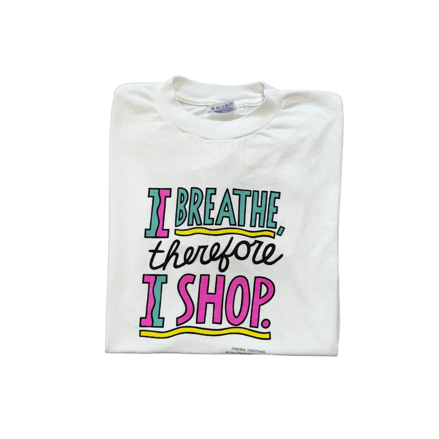 I Breathe Therefore I Shop T-Shirt 90s (Large)