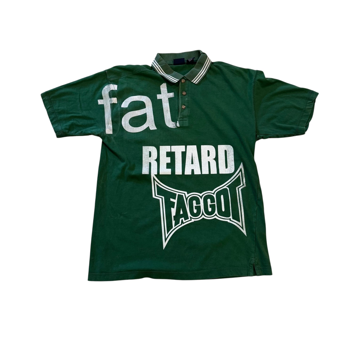 Fat Retard Faggot And I Have A Gun 1/1 Polo T-Shirt (Medium) HARDCORE THOUGHTS X JUNA COLLAB