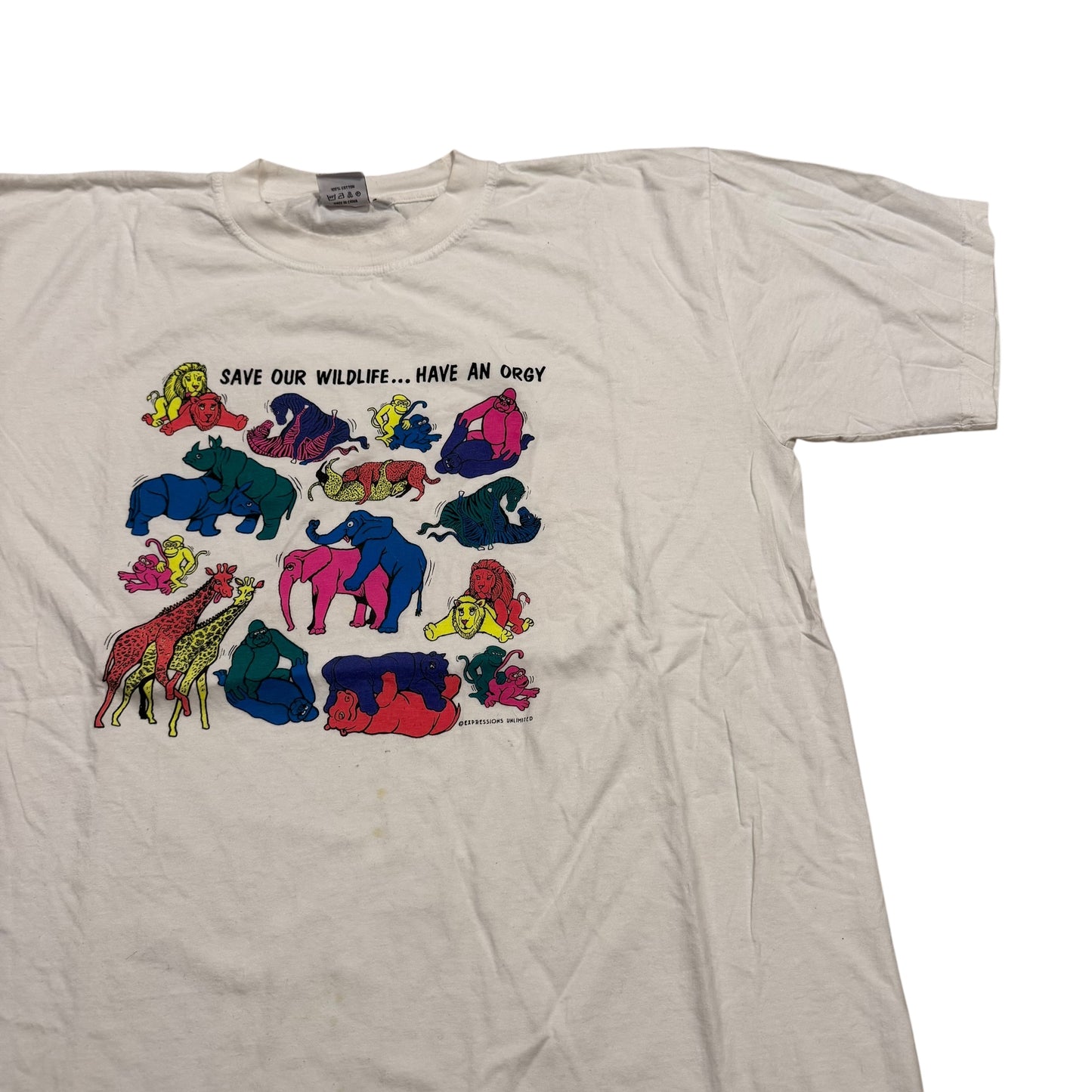 Save Our Wildlife… Have An Orgy T-Shirt 2000s (XL) PERSONALS COLLECTION