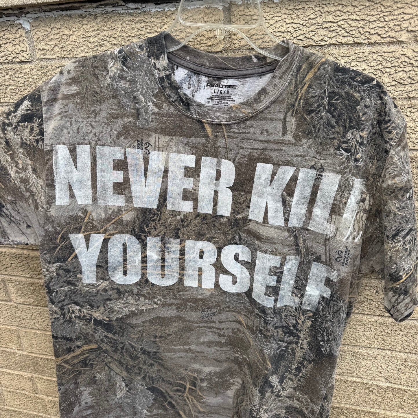 NEVER KILL YOURSELF 1/1 Camo T-Shirt (Large)