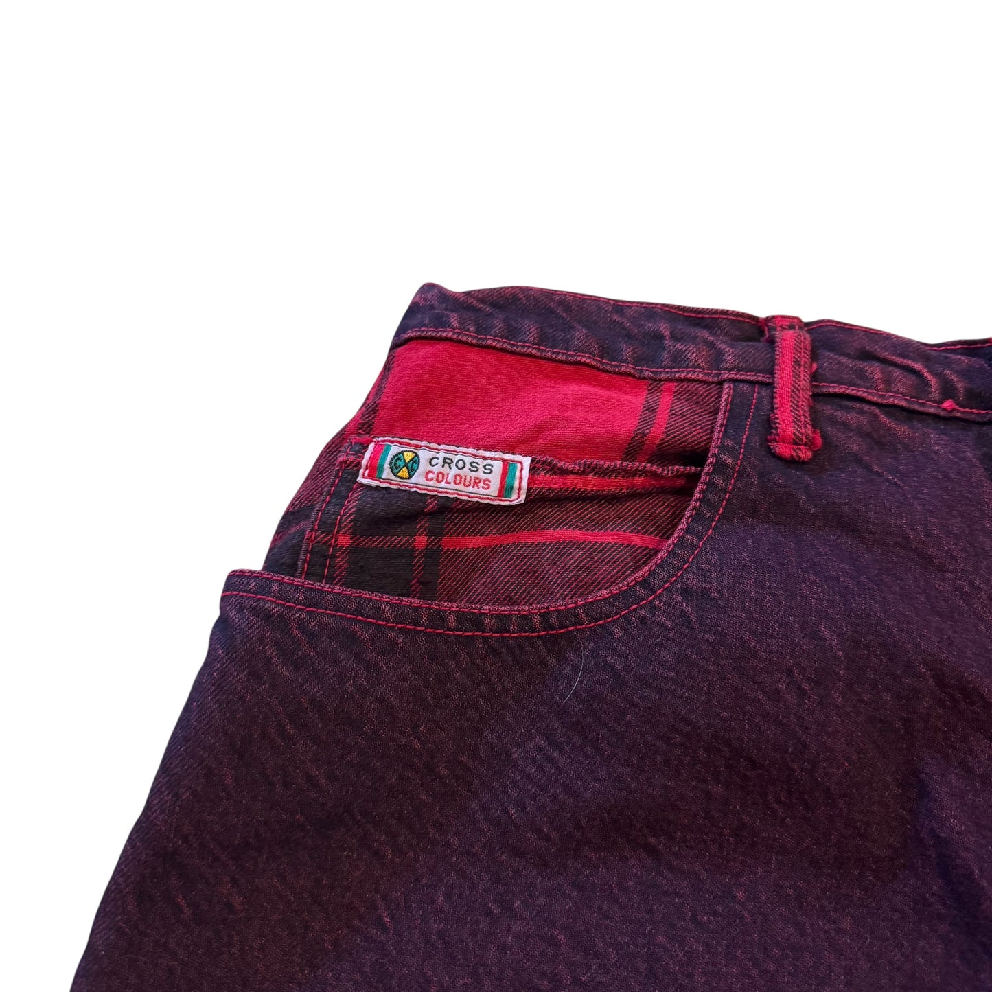 Cross Colors Plaid Denim Pants (32x33)