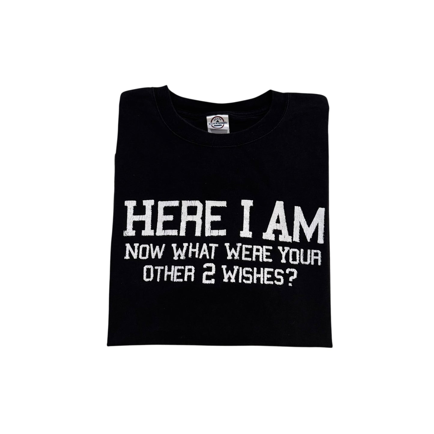 Here I Am Now What Were Your Other 2 Wishes? T-Shirt 2000s (Large)