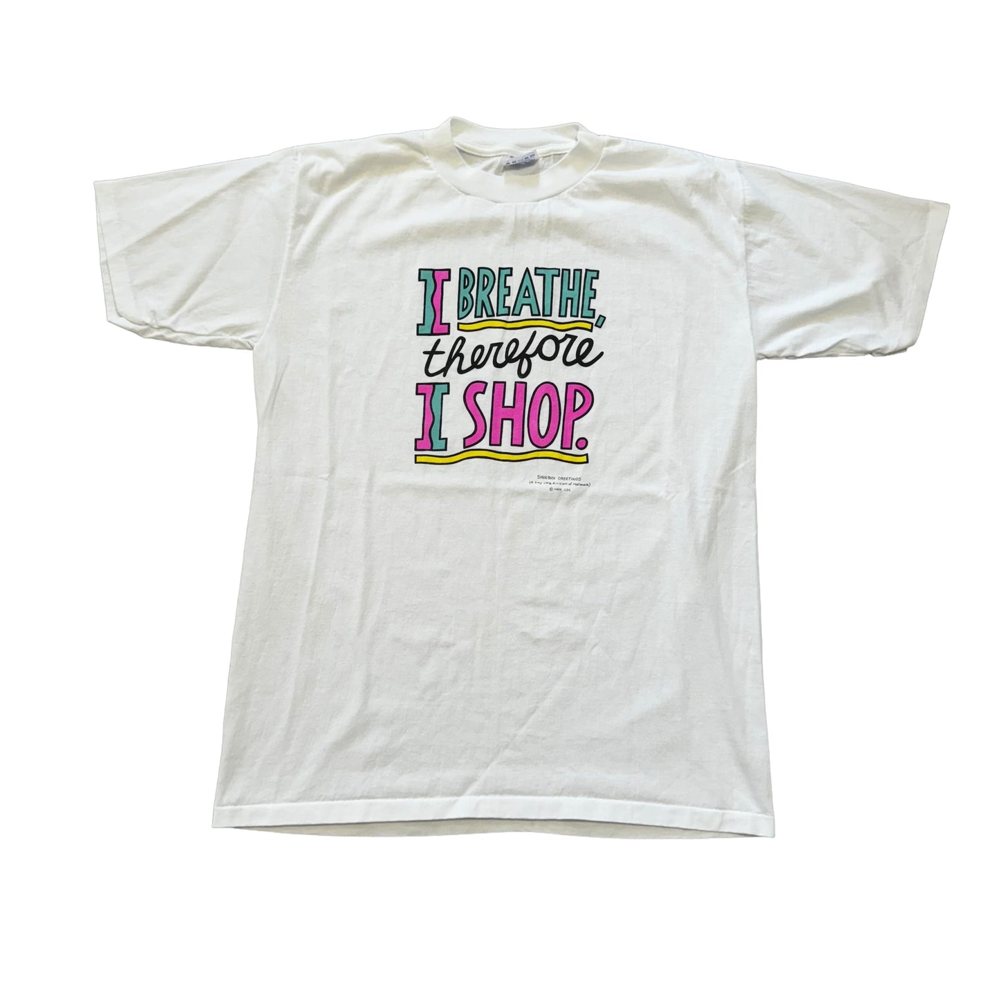 I Breathe Therefore I Shop T-Shirt 90s (Large)