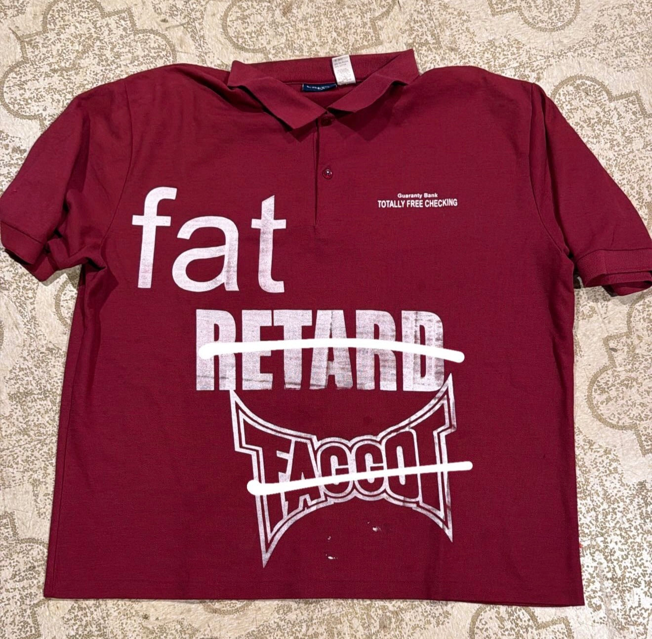 Fat Retard Faggot Polo T-Shirt NO BACK PRINT (Boxy XXL)