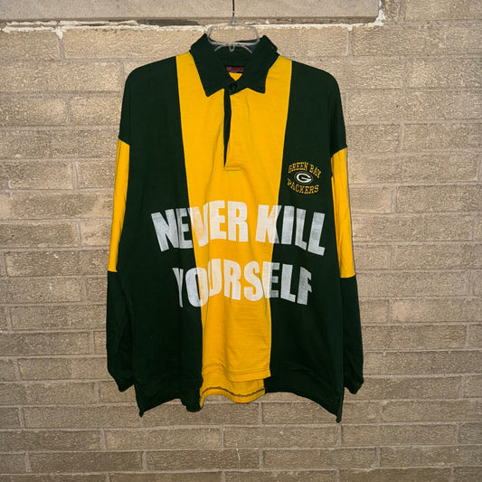 NEVER KILL YOURSELF 1/1 Long Sleeve Polo T-Shirt (Fits XXL)