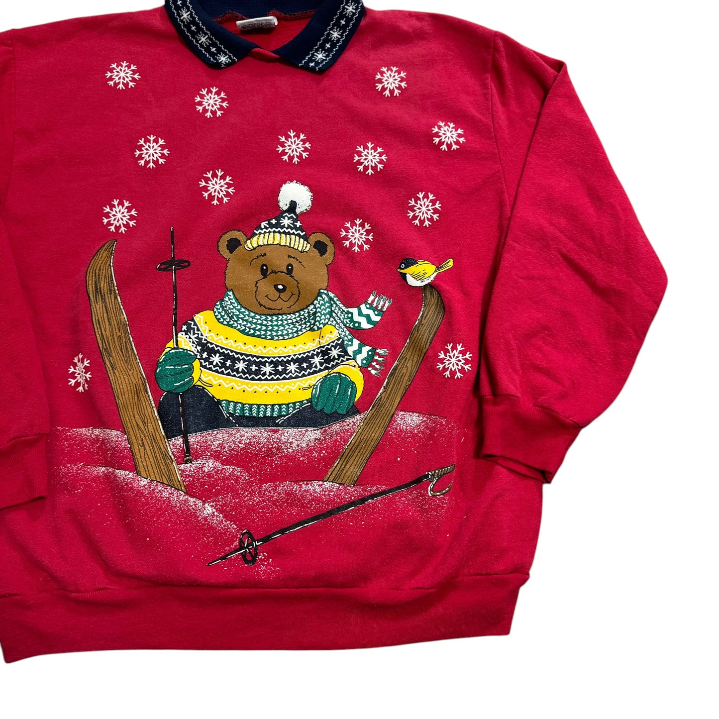 Teddy Bear Skiing Sweater 90s (Large)