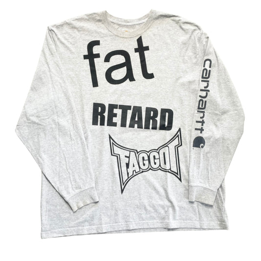 Fat Retard Faggot And I Have A Gun 1/1 Long Sleeve T-Shirt (XXL) HARDCORE THOUGHTS X JUNA COLLAB