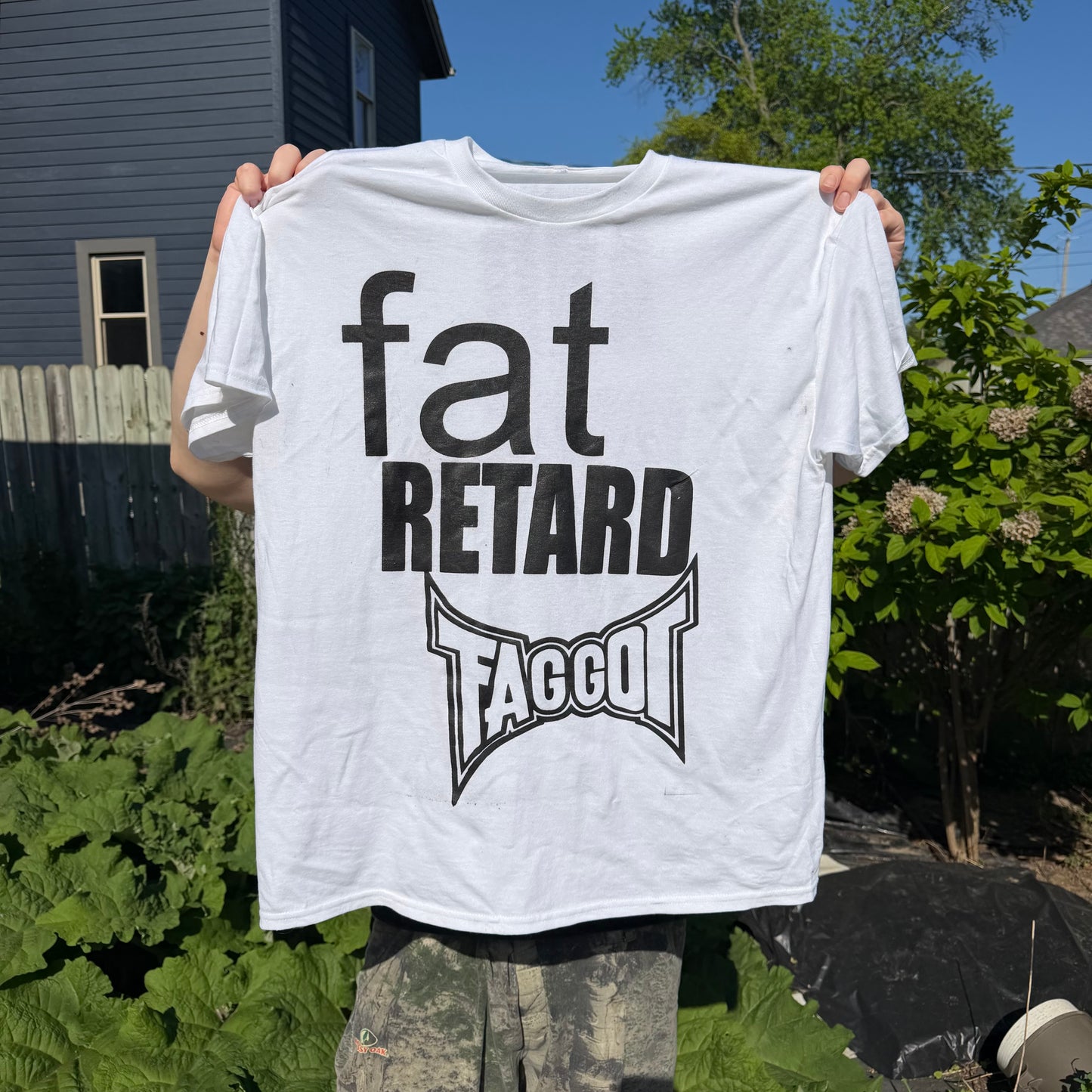 Fat Retard Faggot And I Have A Boner T-Shirt HARDCORE THOUGHTS X JUNA COLLAB White