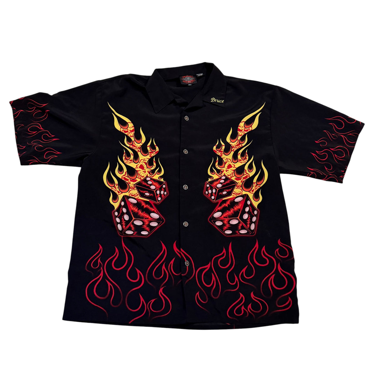 Flaming Dice Button Up T-Shirt (XXL) PERSONALS COLLECTION