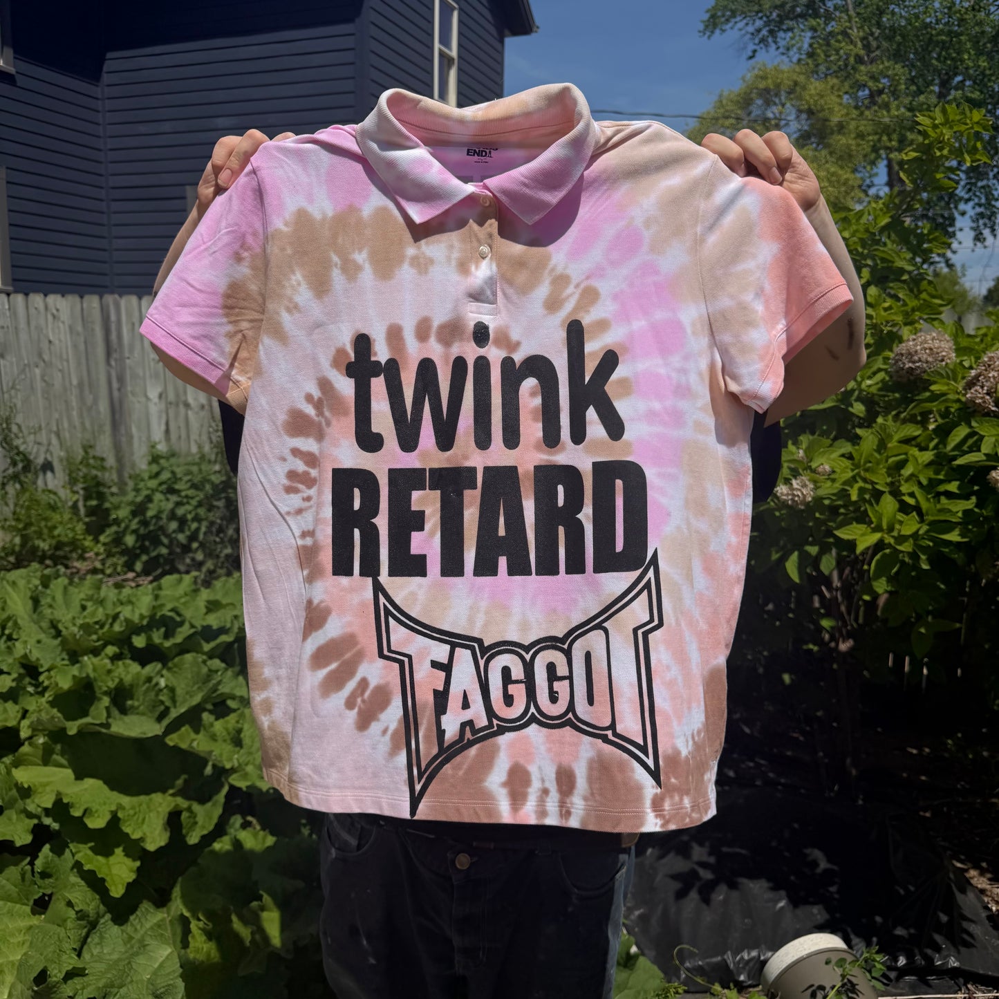 Twink Retard Faggot 1/1 T-Shirt (Boxy Large) HARDCORE THOUGHTS X JUNA THRIFTS