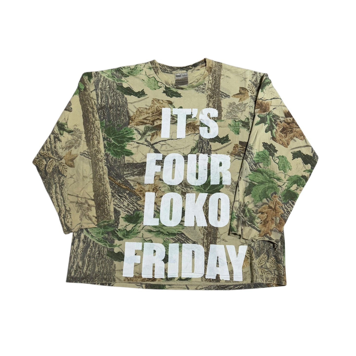 Four Loko Friday Camo 1/1 Thrashed Long Sleeve T-Shirt (XL)