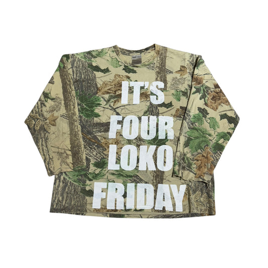 Four Loko Friday Camo 1/1 Thrashed Long Sleeve T-Shirt (XL)