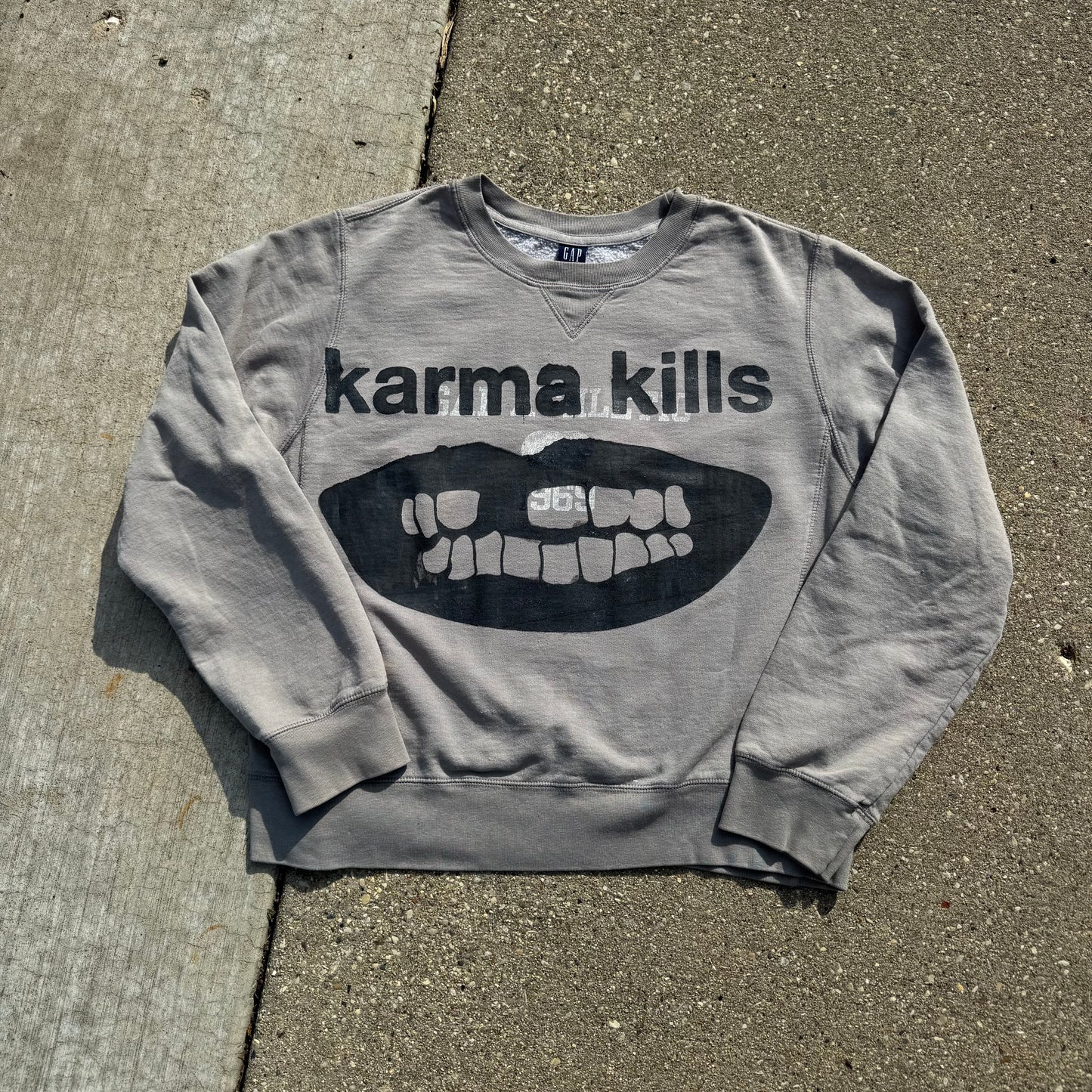 Karma Kills 1/1 Reverse Weave Crewneck (Boxy Large)