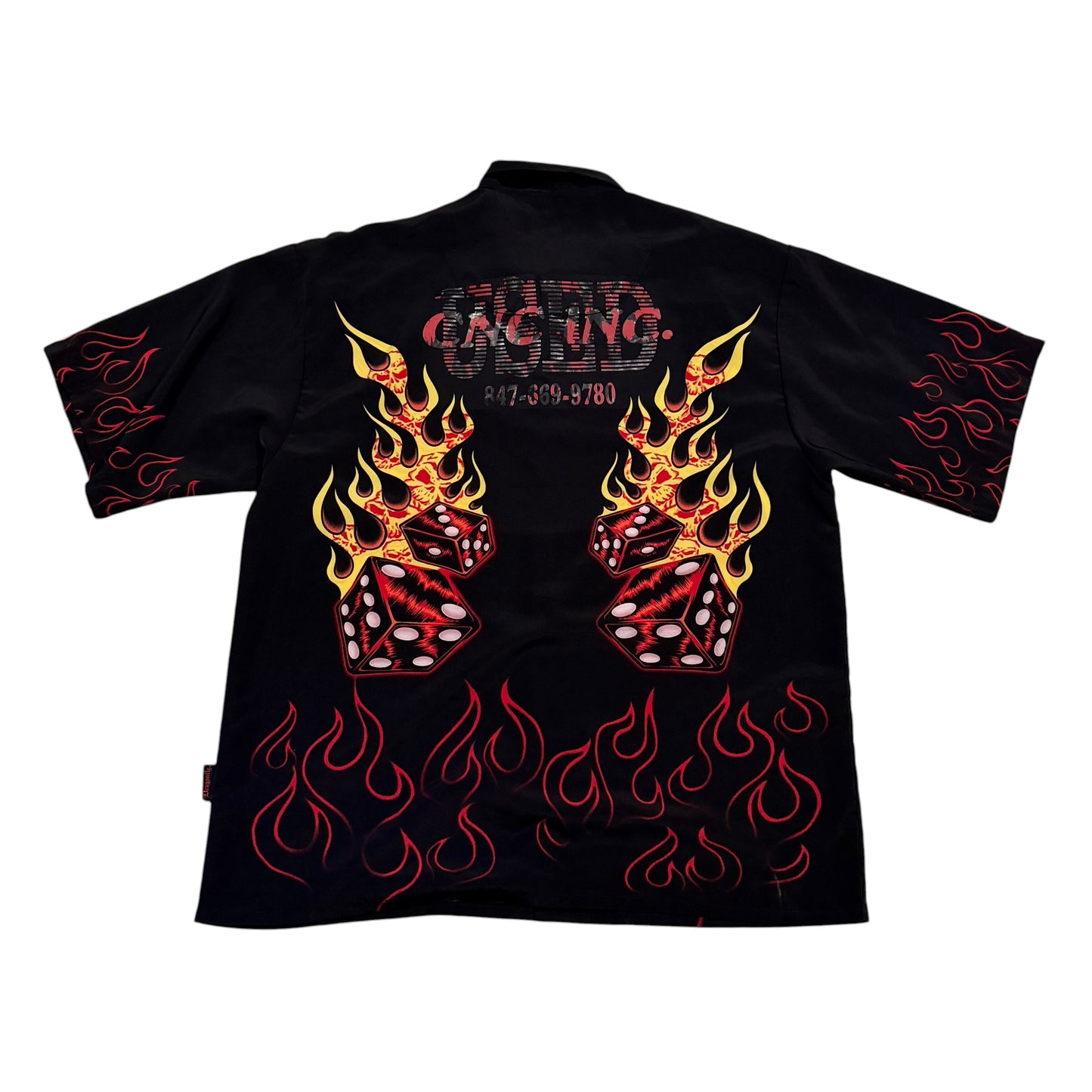Flaming Dice Button Up T-Shirt (XXL) PERSONALS COLLECTION