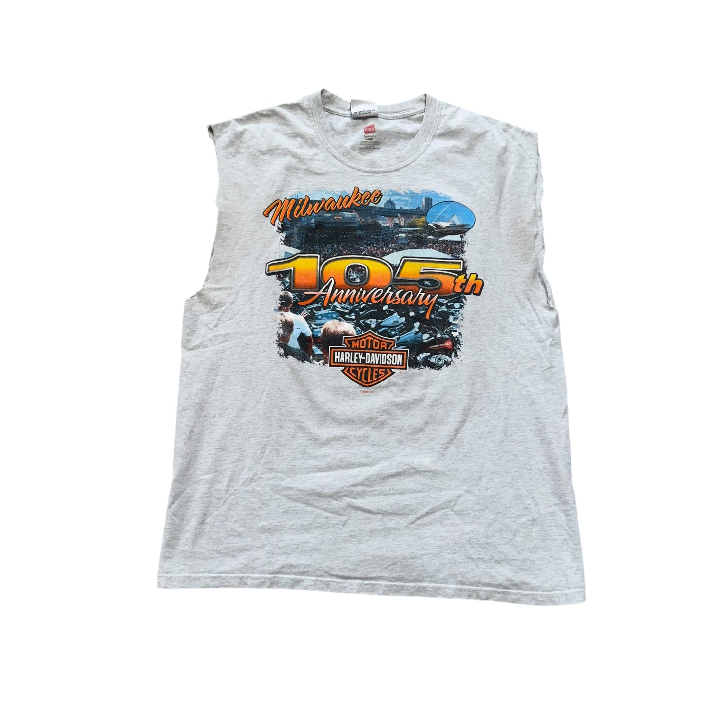 Harley Davidson 105th Anniversary Cut Off T-Shirt 2000s (Large) [ REAL SHOPPER EXCLUSIVE ]