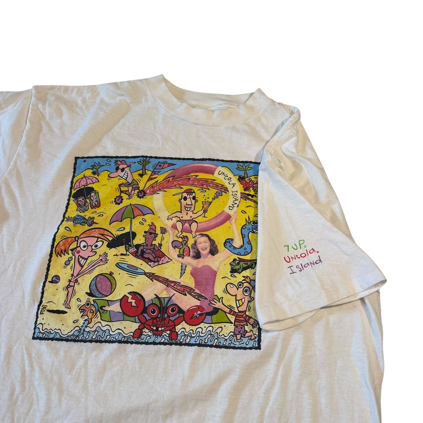 7up Uncola Island Promo T-Shirt 90s (XL)  [ REAL SHOPPER EXCLUSIVE ]