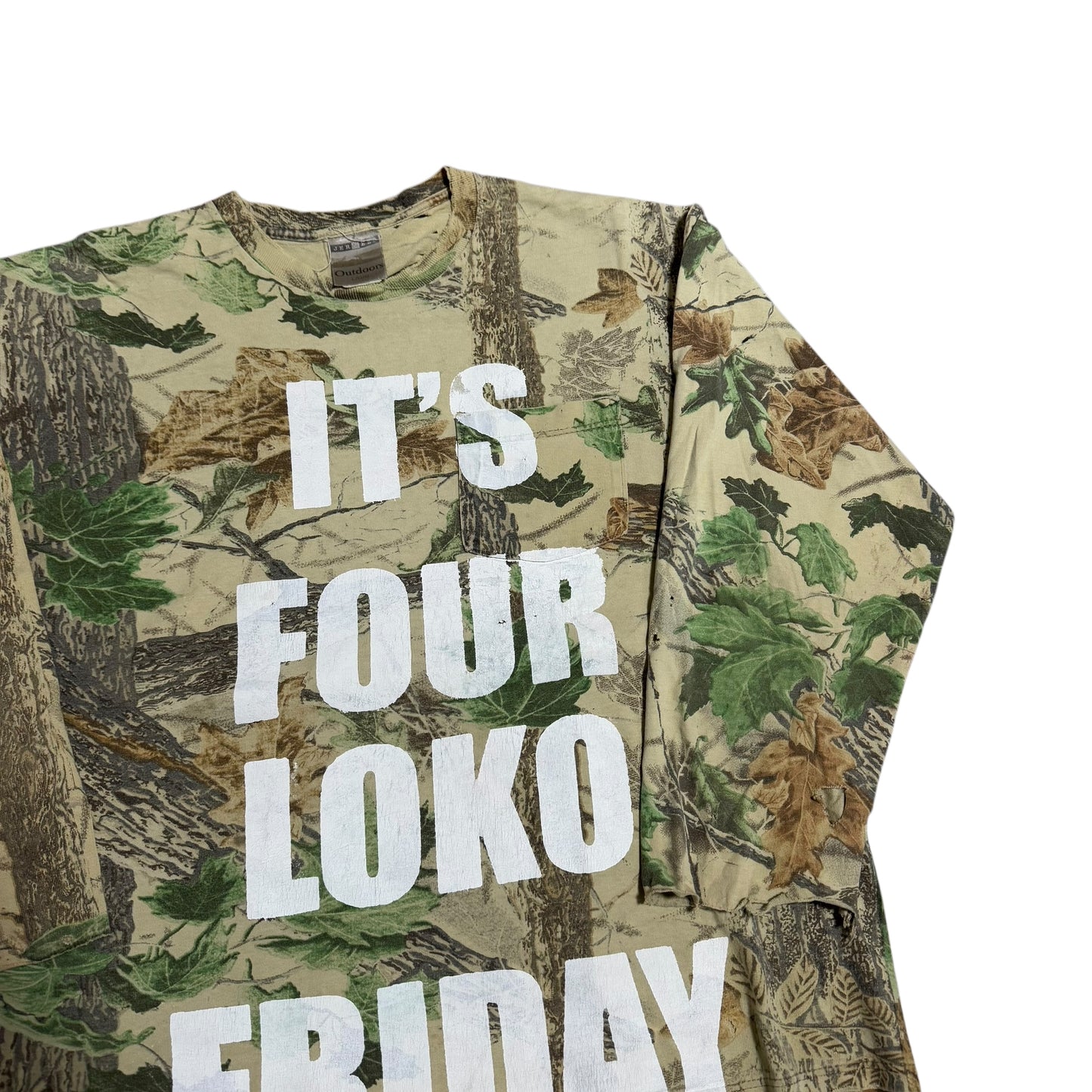 Four Loko Friday Camo 1/1 Thrashed Long Sleeve T-Shirt (XL)