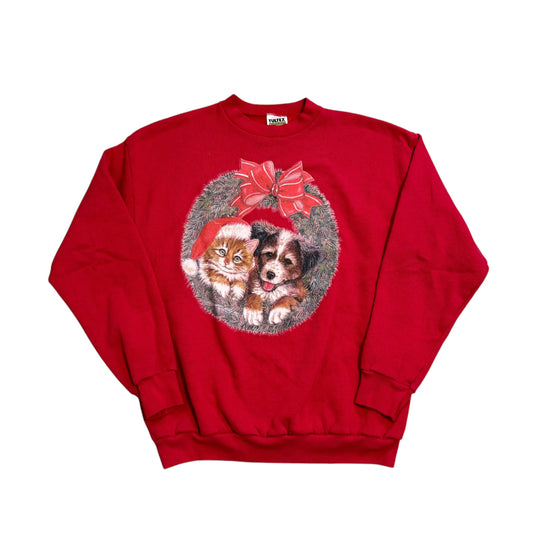 Cat And Dog Holiday Sweater 90s (Large)