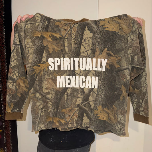 Spiritually Mexican Camo Long Sleeve Waffle Knit T-Shirt (XL)