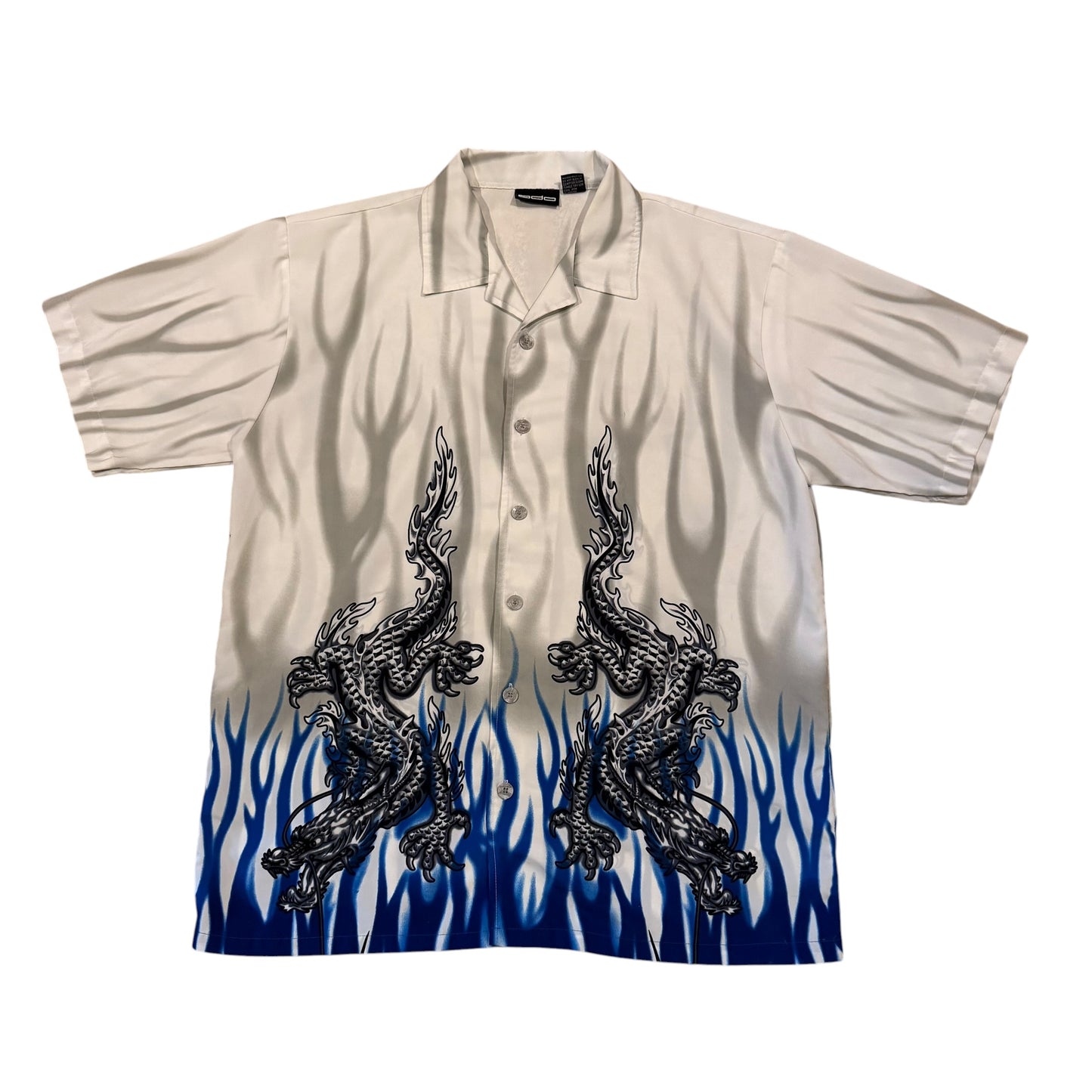 Dragon Flame Button Up T-Shirt (Fits XL) PERSONALS COLLECTION