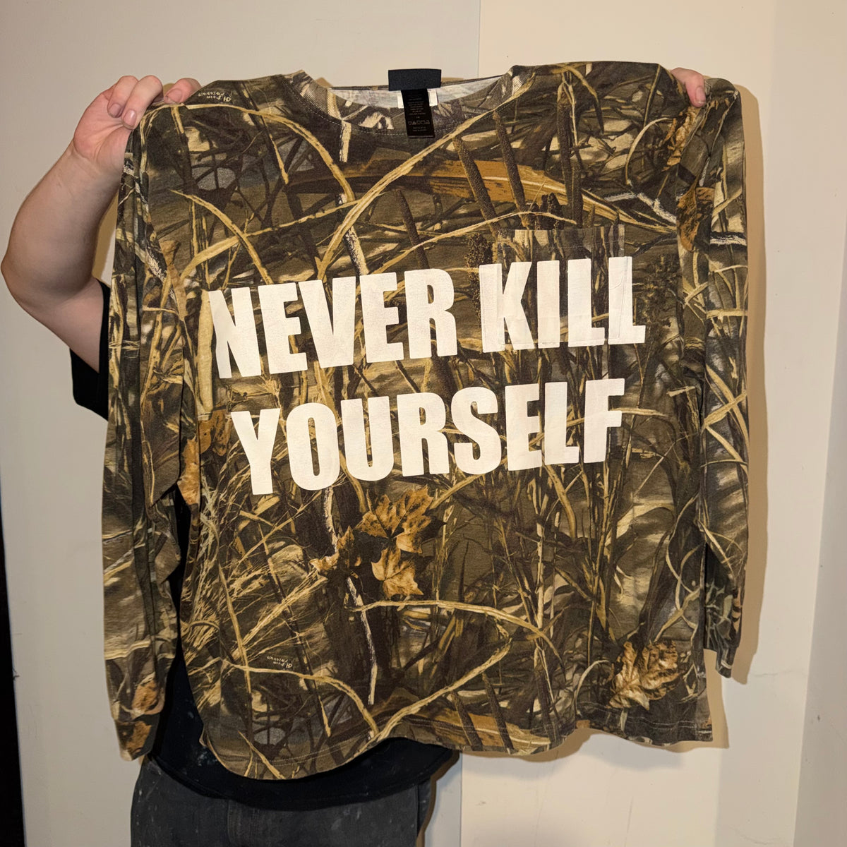 Never Kill Yourself 1/1 Camo Long Sleeve T-Shirt (XL)