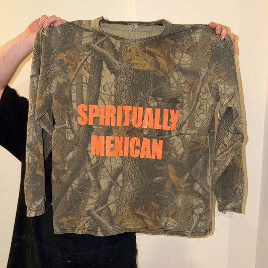 Spiritually Mexican Camo Long Sleeve T-Shirt (Large)