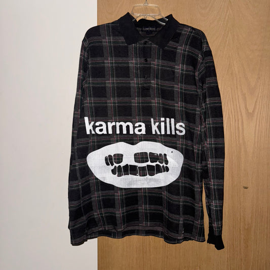 Karma Kills 1/1 Long Sleeve Polo T-Shirt (XL)