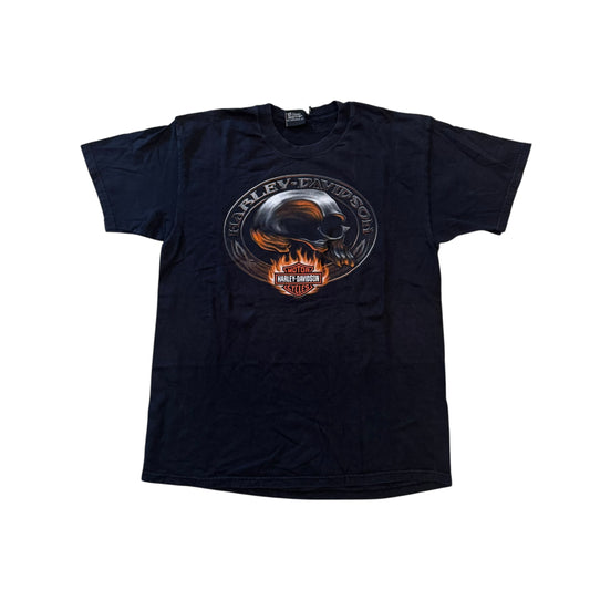 Harley Davidson Of San Benito, Texas Skull Flame T-Shirt 2000s (Large) [ REAL SHOPPER EXCLUSIVE ]