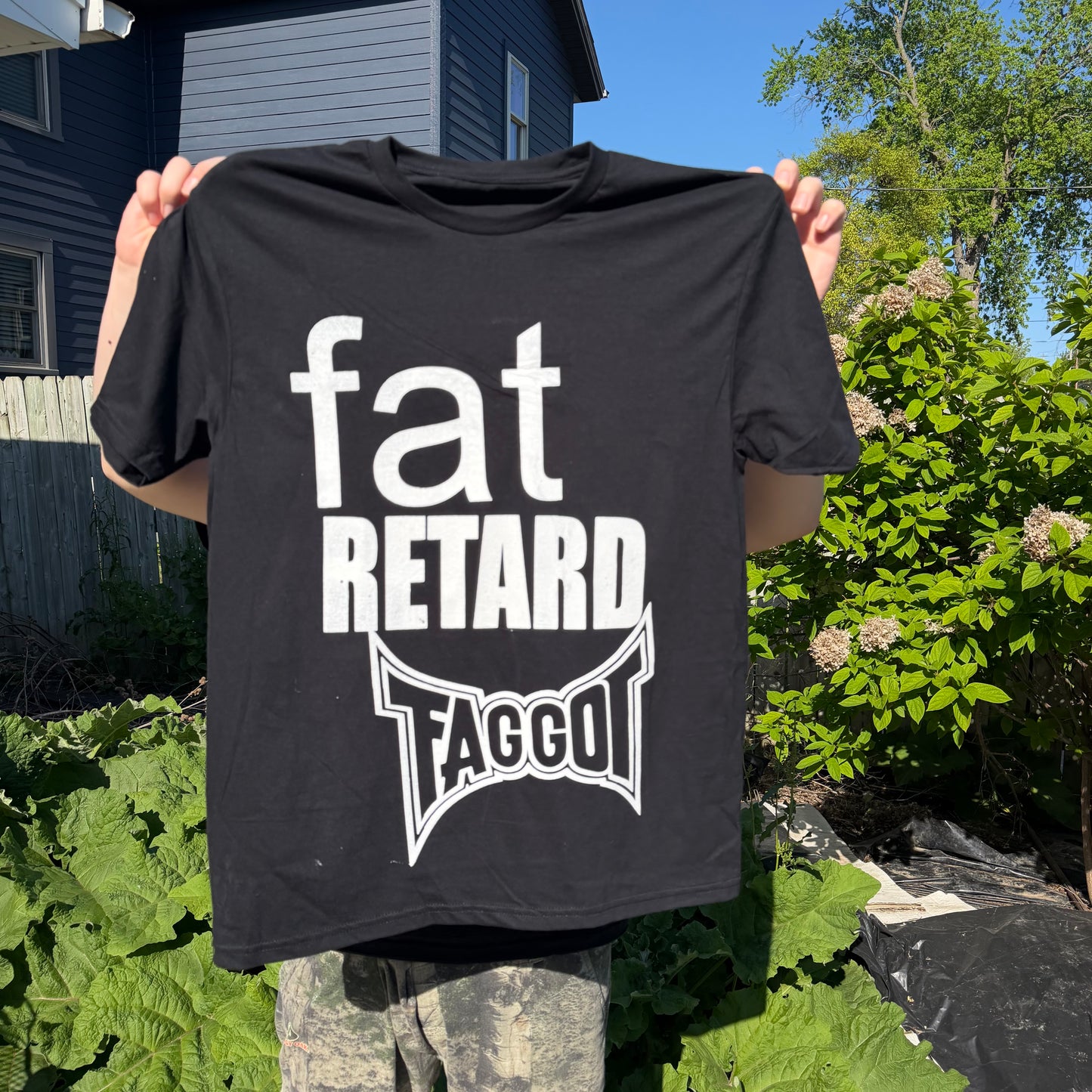 Fat Retard Faggot And I Have A Boner T-Shirt HARDCORE THOUGHTS X JUNA COLLAB Black