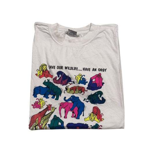Save Our Wildlife… Have An Orgy T-Shirt 2000s (XL) PERSONALS COLLECTION