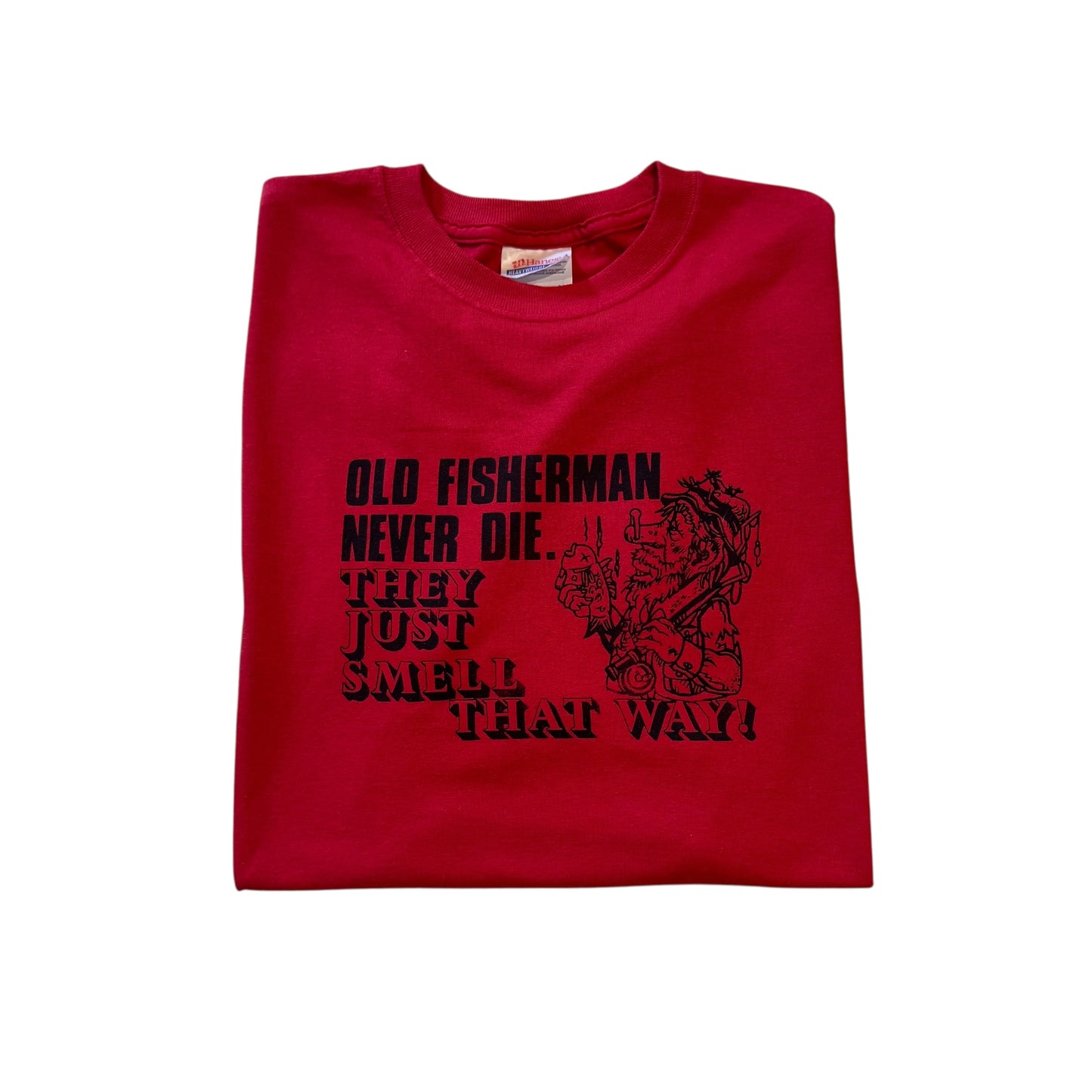 Old Fisherman Don’t Die They Just Smell That Way T-Shirt 2000s (Large) [REAL SHOPPER EXCLUSIVE ]