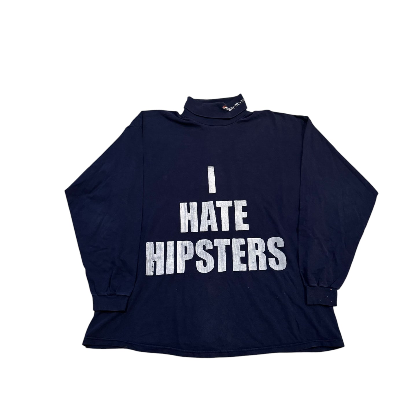 I Hate Hipsters 1/1 Mock Neck Long Sleeve T-Shirt (XL)