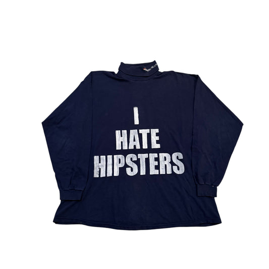 I Hate Hipsters 1/1 Mock Neck Long Sleeve T-Shirt (XL)