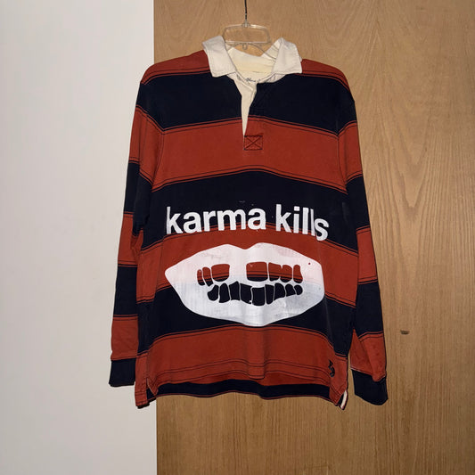 Karma Kills 1/1 Long Sleeve Polo T-Shirt (Medium)