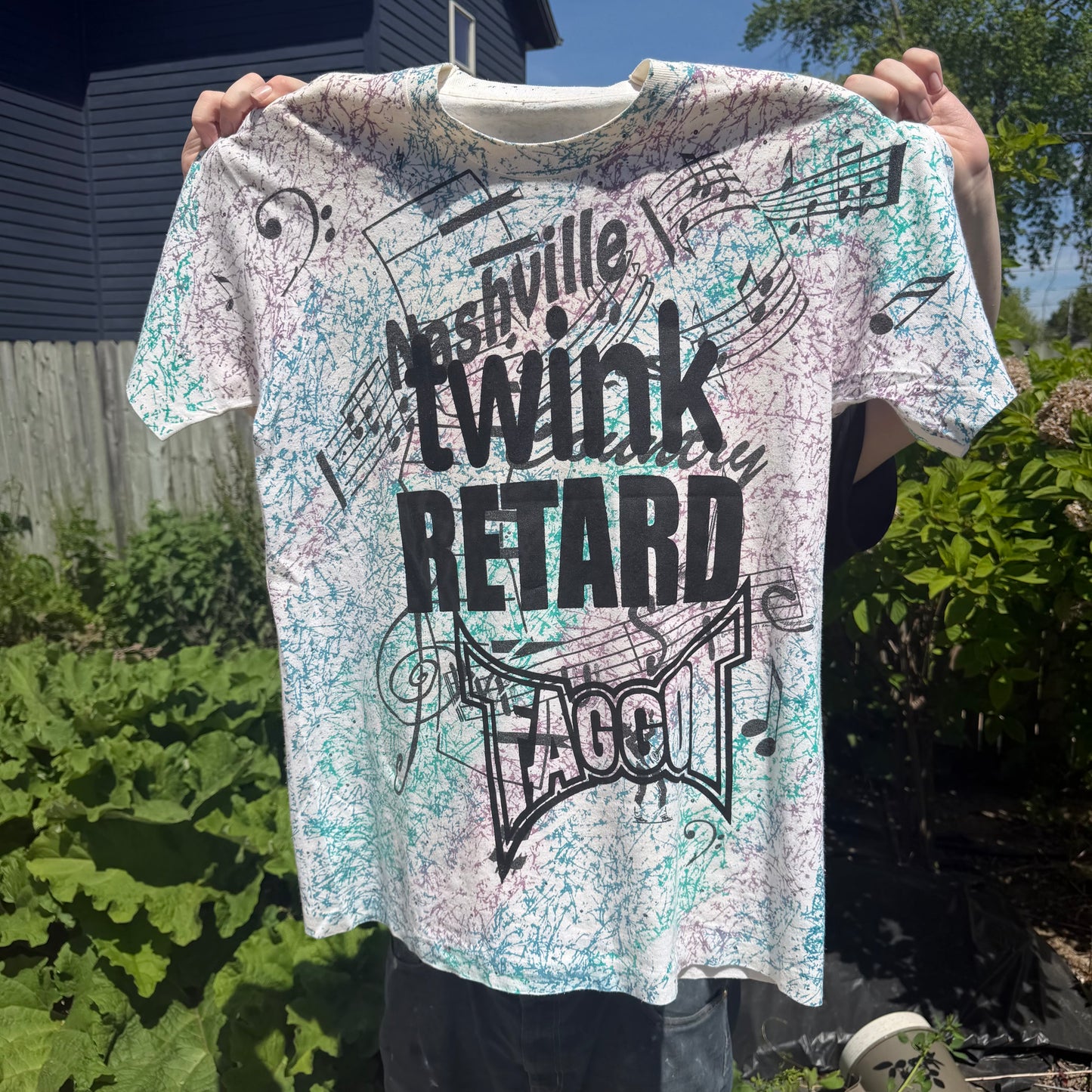 Twink Retard Faggot 1/1 T-Shirt (XL) HARDCORE THOUGHTS X JUNA THRIFTS