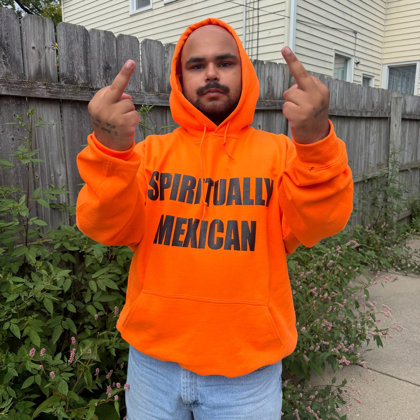 Spiritually Mexican Neon Orange Hoodie