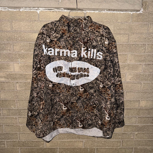 Karma Kills 1/1 Camo Long Sleeve Button Up T-Shirt (XXL)