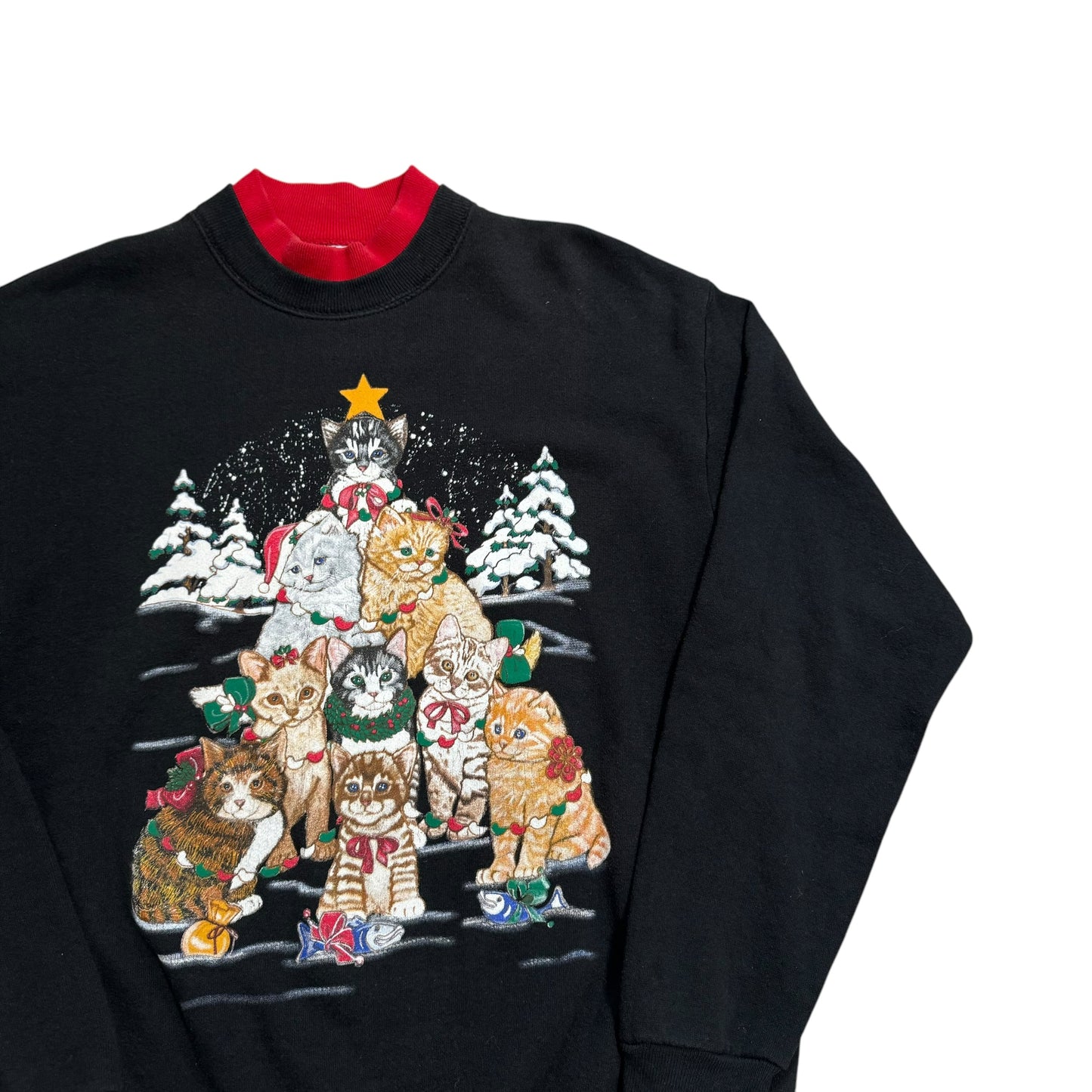 Cat Christmas Tree Sweater 90s (Medium)
