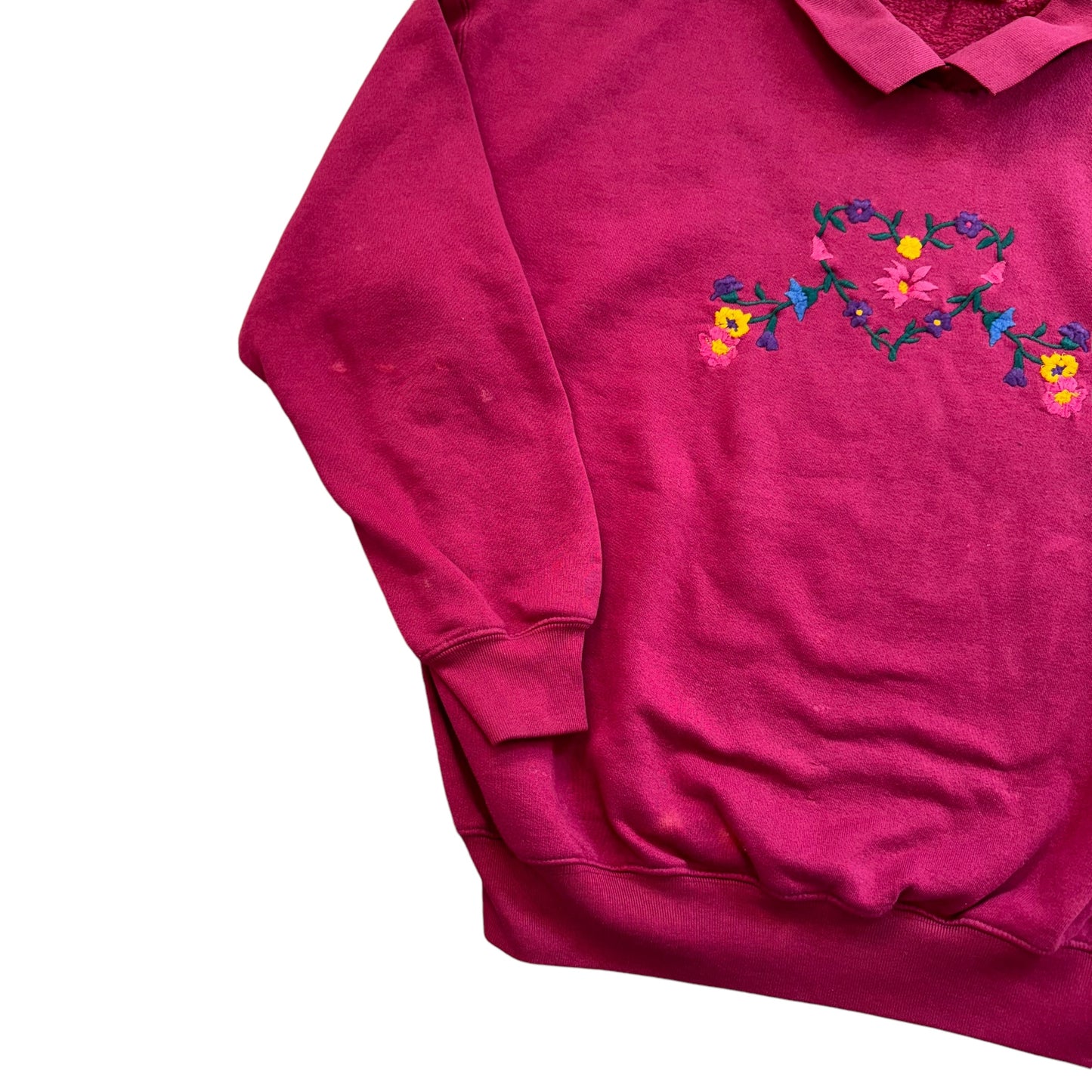 Floral Heart Embroidered Sweater 90s (Large) [ REAL SHOPPER EXCLUSIVE ]