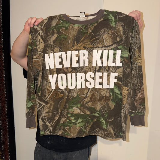 Never Kill Yourself 1/1 Camo Long Sleeve T-Shirt (XL)