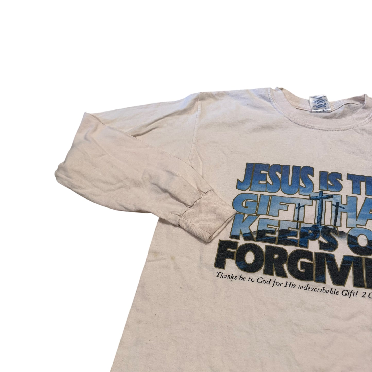 Jesus Is The Gift That Keeps On Forgiving Long Sleeve T-Shirt 2000s (Medium) [ REAL SHOPPER EXCLUSIVE ]